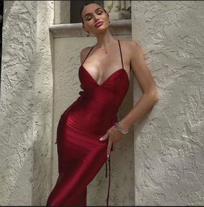New Me Stunning Red Satin Slip Dress