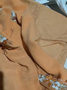 Embroidered Peach Saree blouse petticoat