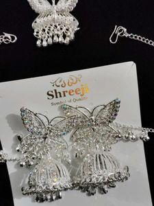 ☺️Silver Butterfly Jhumka Set 🦋