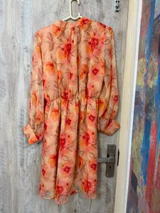 Floral Print V-Neck Mini Dress