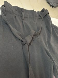 Chic Black Paperbag Waist Pants