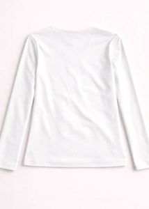 White Ring Detail Long Sleeve Top