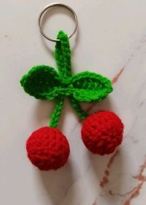 Crocheted Cherry keychain 🍒