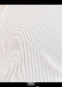 White Ribbed Halter Neck Button-Up Top