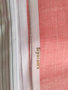 Siyaram's Elegant Peach &amp; Striped Shirt Material