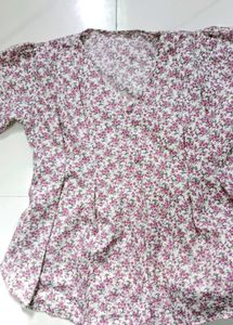white colour printed peplum top