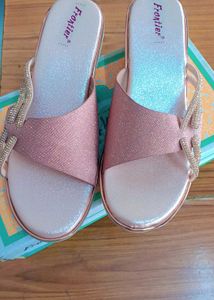 Pink Glitter Platform Slides