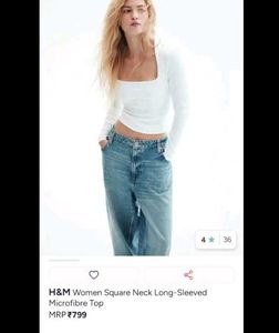 Cream Square Neck Long Sleeve Top
