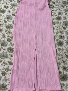 Pretty Pink Pleated Long Dress