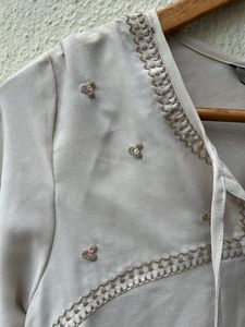 Embroidered Beige Kurta Top