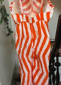 Orange &amp; White Striped Maxi Dress