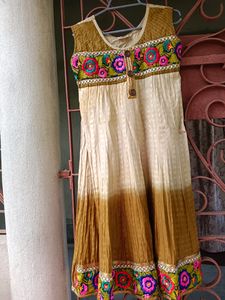 Cotton Embroidered Kurta With Churidar And Dupatta