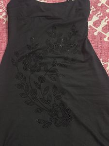 Elegant Black Sparkle Detail Dress