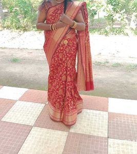 Elegant Red Banarasi Saree