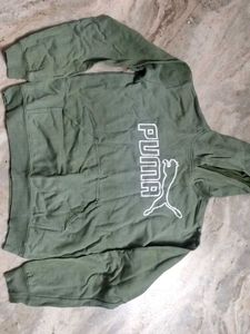 Puma Olive Green Hoodie - Versatile & Comfy