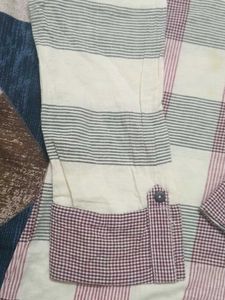 Women’s Cream &amp; Mauve Checked Long Kurti