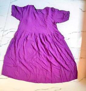 Maternity Purple Gathered Midi Dress