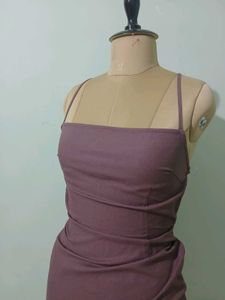 Mauve Backless Mini Dress with Criss-Cross Straps