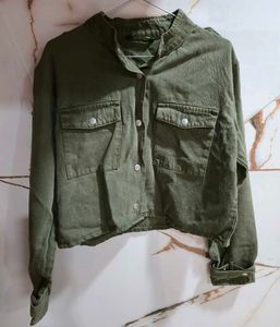 Green Cropped Utility Jacket