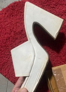 White Platform Heel Mules