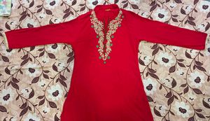 Red Embroidered Kurta