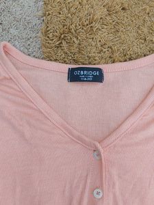 korean Cute Pink Button-Up Cardigan Top