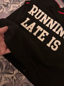 Sporty Varsity Black Shift Midi T-Shirt Dress