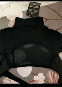 New with tag - Black Mesh Back Tie Crop Top