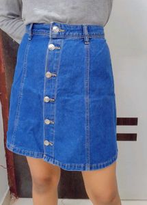 H&amp;M Button-Front Denim Mini Skirt