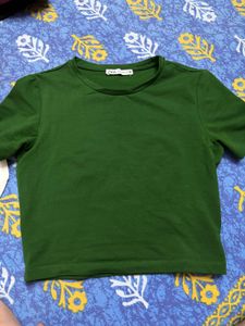 Green & White ZARA Basic T-Shirt