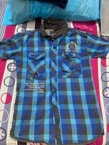 Blue Plaid Button-Up Shirt
