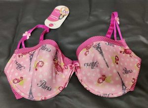 Cute Pink Paris Print Bra