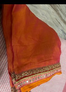 Orange &amp; Pink Designer Party Wear Saree