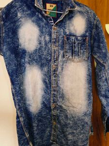 Distressed Acid Wash Denim Shirt