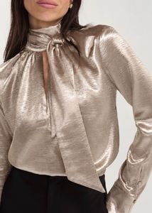 ⚜️Chic Taupe Silk Blouson Top ⚜️