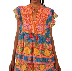 Boho Printed top with Tassel Detail