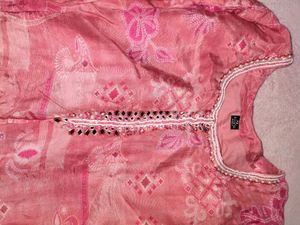 Elegant Pink Floral long kurta set