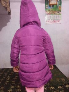 Purple Quilted Puffer Coat