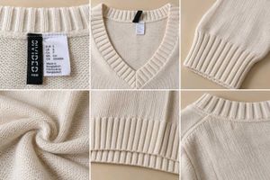 CREAM V-NECK CROPPED KNIT SWEATER