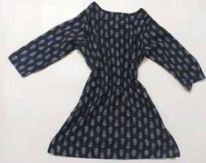 Stylish Navy Blue Printed short Kurti