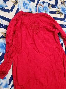 Red Embroidered Kurta