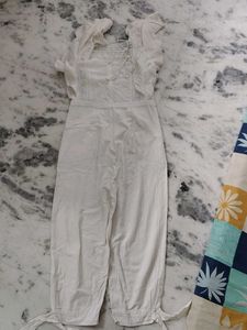 Chic White Jumpsuit with Ruffles