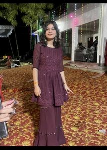 Elegant Maroon Kurta Set with Sharara