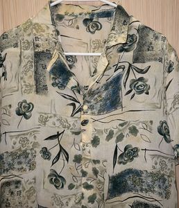 Vintage Abstract Floral Button-Up Shirt