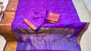 Elegant Purple &amp; Gold Saree