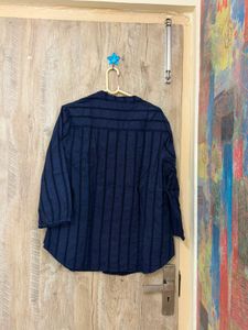 Chic Navy Blue Striped Tunic Top