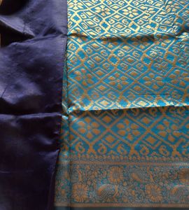 Brand new Elegant Teal &amp; Gold Silk Saree