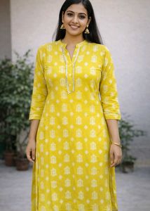 Mokshi Yellow Printed Kurta