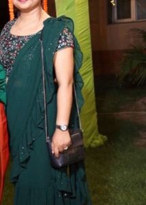 Elegant Emerald Green ready to wear SareeBlouse