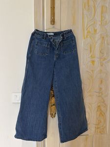 Wide Leg Blue Denim Jeans